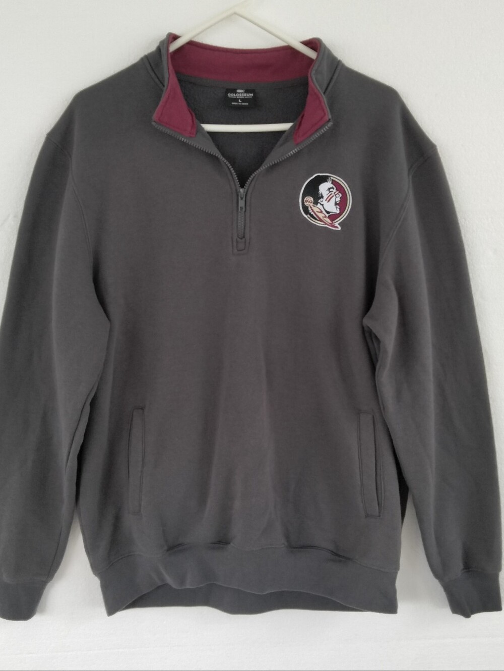 FSU Seminoles Coliseum Brand Charcoal Gray Quarter Zip Pullover T Shirt Included
